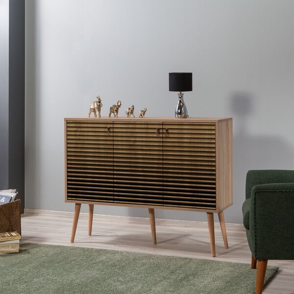 Hanah Home Komoda Kikos 120 cm dub sonoma/tmavě hnědá