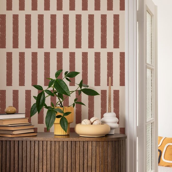 Tapety Terakotové svislé pruhy na světlém pozadí, Tapety jedinečné, a01189v1 : uwalls.cz
