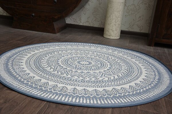 Balta Kulatý koberec Sisal FLAT 48695/591 modrý Rozměr: průměr 120 cm