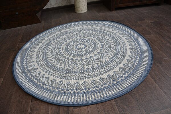 Balta Kulatý koberec Sisal FLAT 48695/591 modrý Rozměr: průměr 120 cm