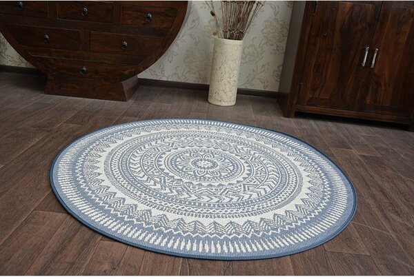 Balta Kulatý koberec Sisal FLAT 48695/591 modrý Rozměr: průměr 120 cm