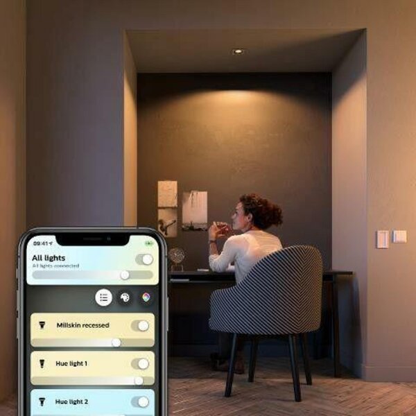 PHILIPS HUE Hue White Ambiance Stropní podhledové svítidlo Philips Milliskin BT 8719514338609 LED GU10 5W 350lm 2200-6500K 230V, bílé hranaté s Bluetooth