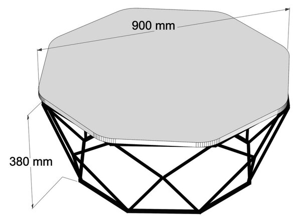 Hanah Home Konferenční stolek Diamond 90 cm černý mramor