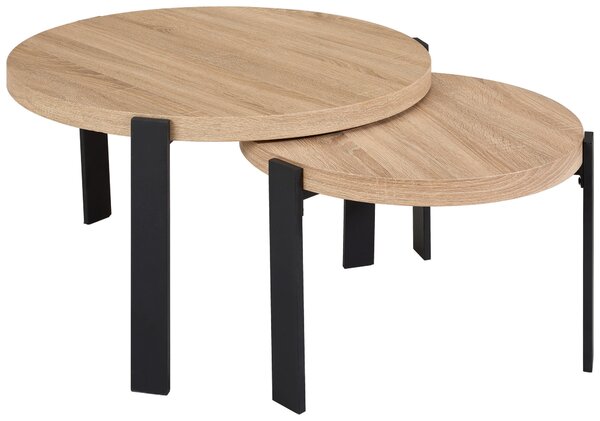 SADA KONFERENČNÍCH STOLKŮ, černá, barvy dubu, kov, kompozitní dřevo, 60-80/60-80/40-45 cm MID.YOU - Konferenční stolky, Online Only