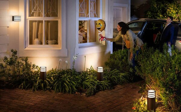 PHILIPS HUE Hue White Venkovní sloupkové svítidlo Philips Lucca 17402/93/P0 antracitové, 2700K, 40cm