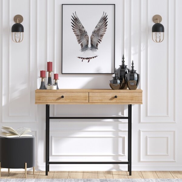 Hanah Home Konzolový stolek Esta 100 cm hnědý/černý