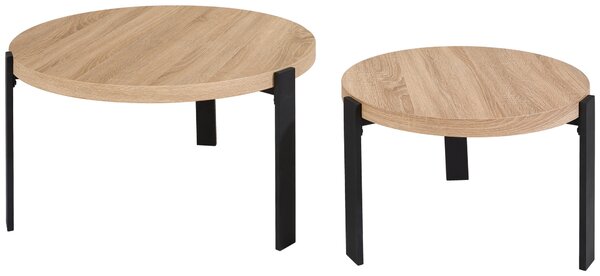 SADA KONFERENČNÍCH STOLKŮ, černá, barvy dubu, kov, kompozitní dřevo, 60-80/60-80/40-45 cm MID.YOU - Konferenční stolky, Online Only
