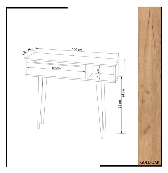 Hanah Home Konzolový stolek Oseyo 100 cm dub přírodní/bílý