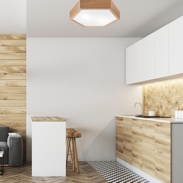 Stropní svítidlo OAK HEX 2xE27/60W/230V pr. 43 cm dub