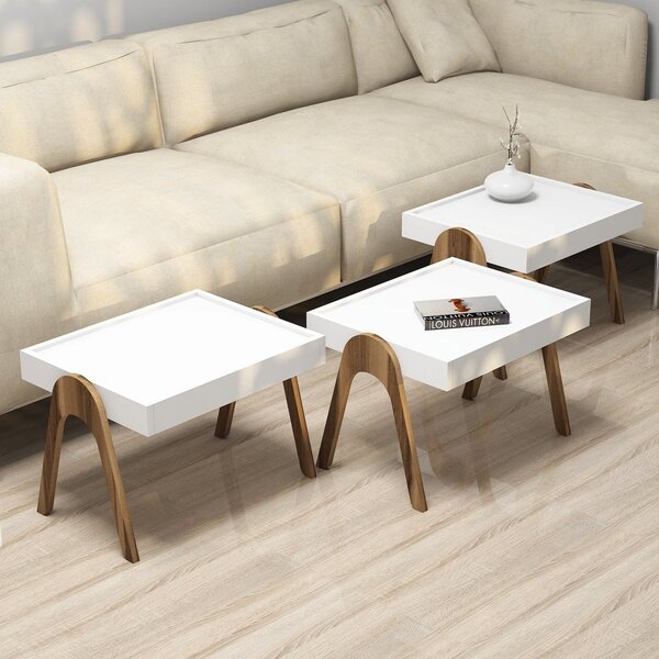 Hanah Home Sada odkládacích stolků Roma 53,6 cm ořech/bílá