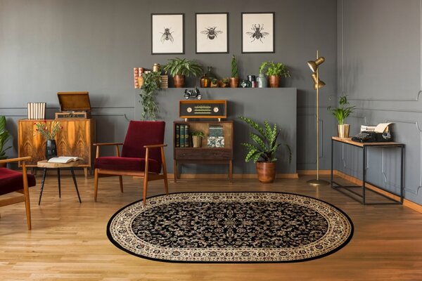 Makro Abra Oválný koberec ROYAL ADR 1745 černý Rozměr: 100x180 cm