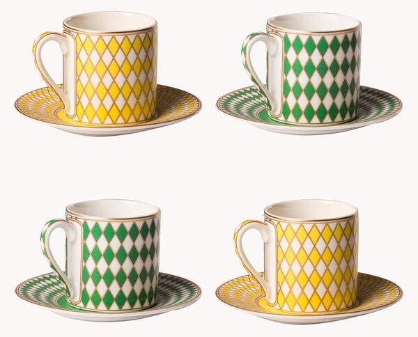 Sada šálků na espresso's podšálky Chess, 4 díly