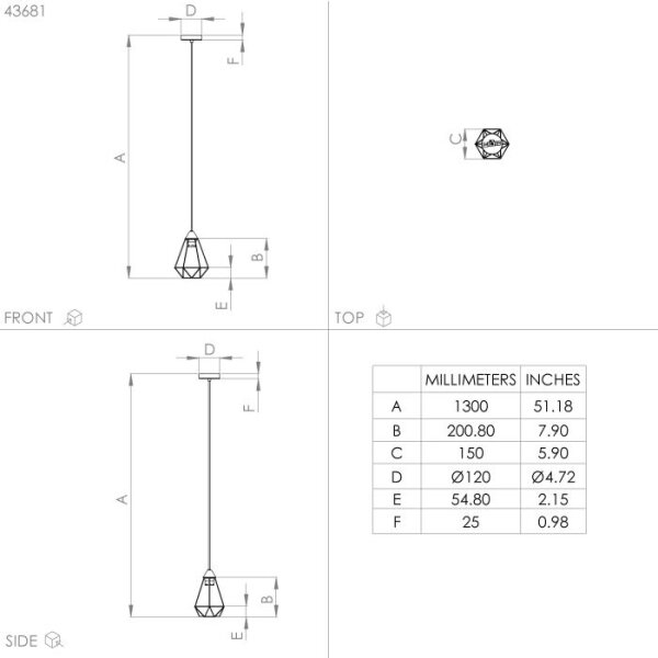 Eglo 43681 - Lustr na lanku TARBES 1xE27/60W/230V pr. 17,5 cm