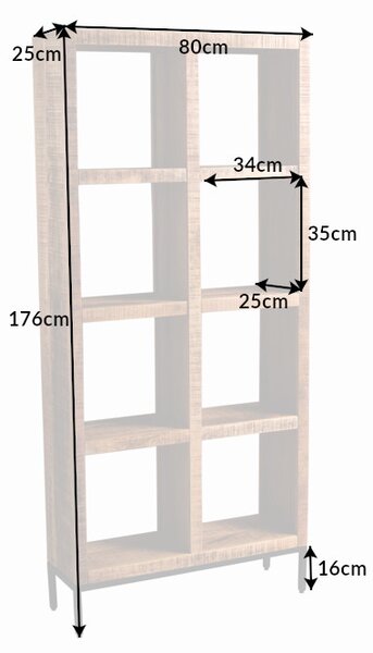 Designový regál Thunder 176 x 80 cm mango