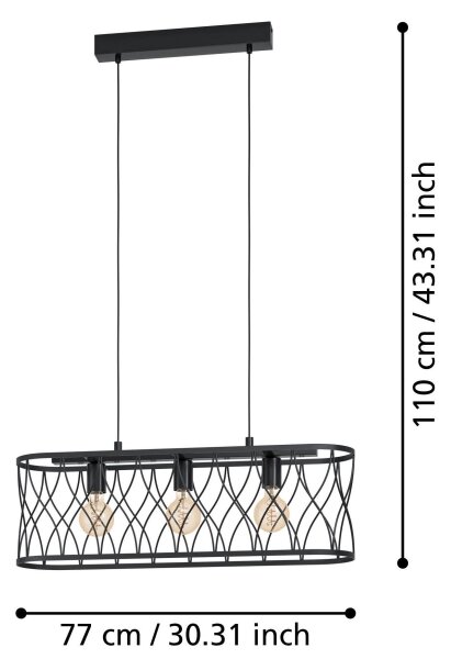 Eglo 43554 - Lustr na lanku GILTSPUR 3xE27/40W/230V