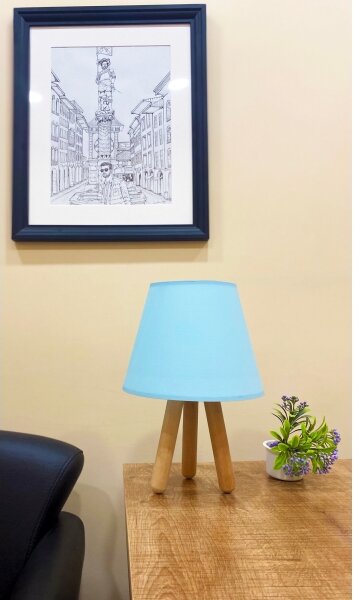 Stolní lampa WOOD 1xE27/60W/230V modrá