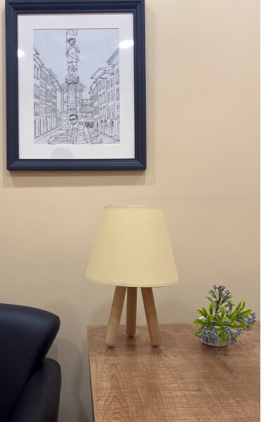 Stolní lampa WOOD 1xE27/60W/230V krémová