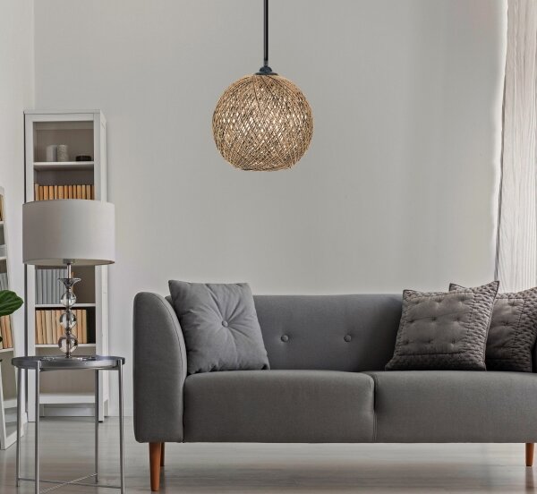 Lustr na lanku JUTE 1xE27/60W/230V hnědá