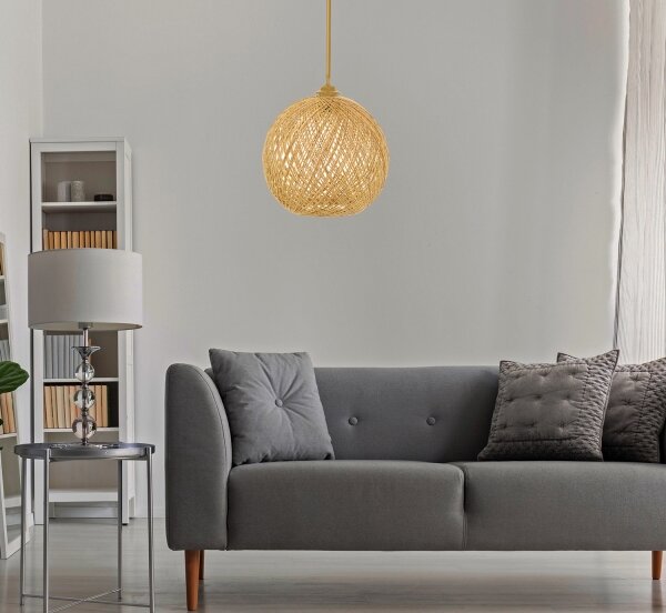 Lustr na lanku JUTE 1xE27/60W/230V béžová