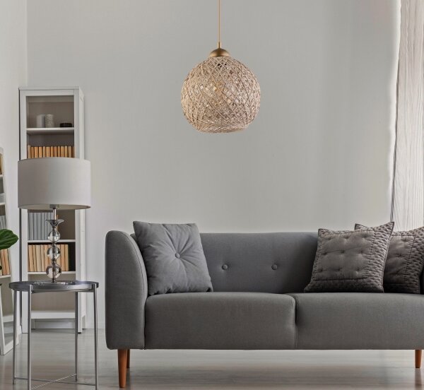 Lustr na lanku JUTE 1xE27/60W/230V béžová