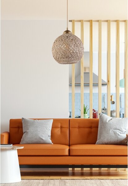 Lustr na lanku JUTE 1xE27/60W/230V béžová