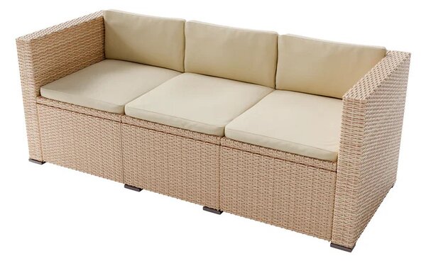 Juskys Zahradní ratanový set Punta Cana L - krémový/pískové podušky