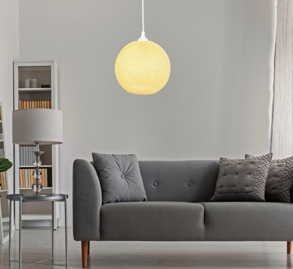Lustr na lanku JUTE 1xE27/60W/230V žlutá