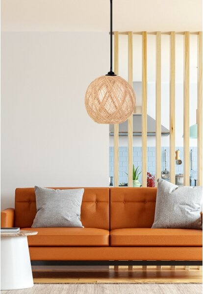 Lustr na lanku JUTE 1xE27/60W/230V béžová