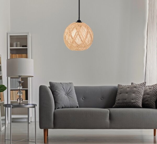 Lustr na lanku JUTE 1xE27/60W/230V béžová