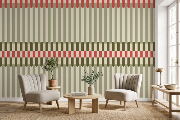 Fototapety Pruhovaný vzor v odstínech zelené a korálové, Fototapety geometrie, w05150v4 : uwalls.cz