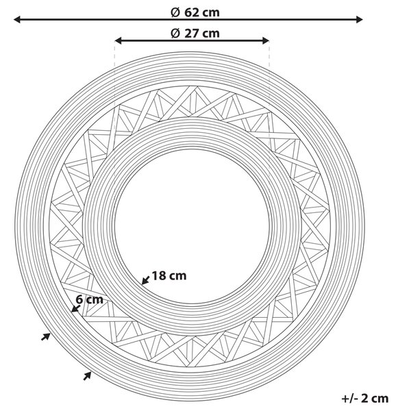 Zrcadlo CACOMA 62 cm 62 cm Bambus Hnědá
