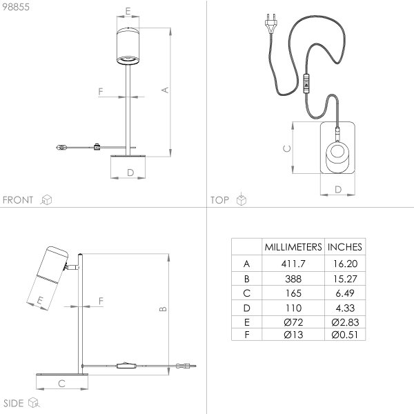 Eglo 98855 - LED Stolní lampa CEPPINO 1xGU10/4,5W/230V černá