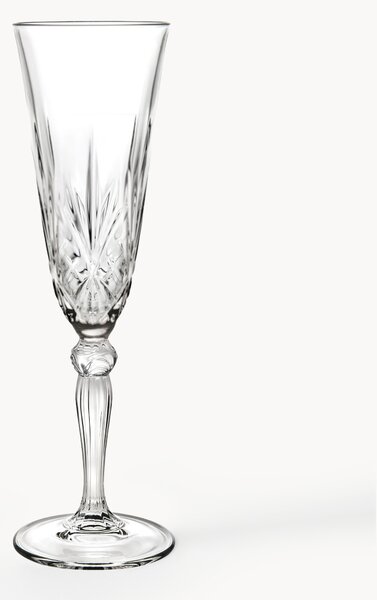 Sada sklenic na šampaňské z křišťálového skla Melodia with Embossed Pattern, 6 dílů