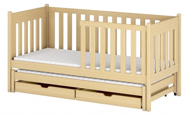 Dětská postel s přistýlkou a úložným prostorem KAENA - 70x160, borovice