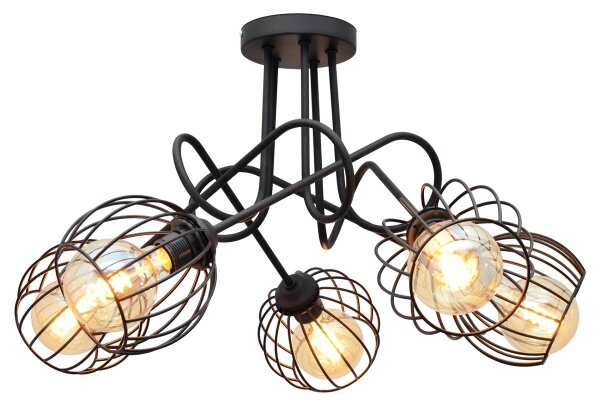 Přisazený lustr OXFORD 5xE27/15W/230V černá