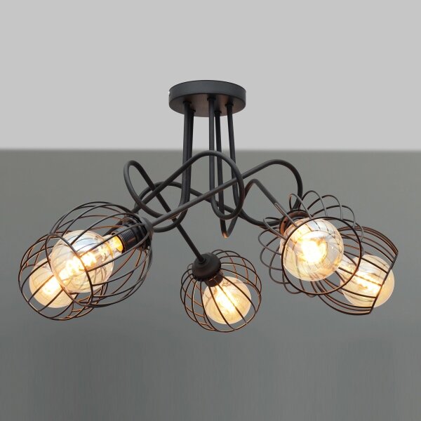Přisazený lustr OXFORD 5xE27/15W/230V černá
