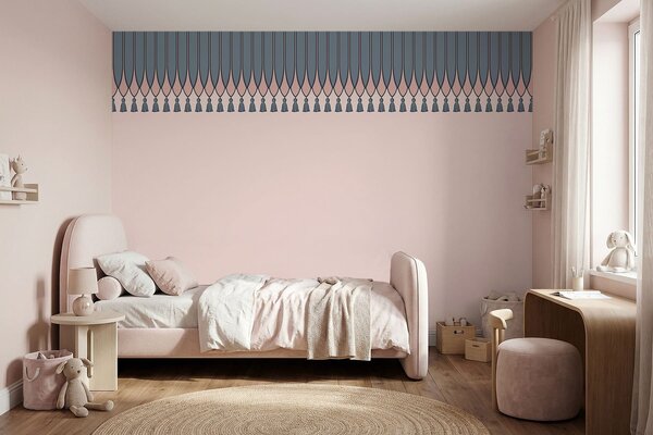 Fototapety Ozdobná bordura se střapci v růžových a modrých odstínech, Tapety Unikátní, w05544 : uwalls.cz