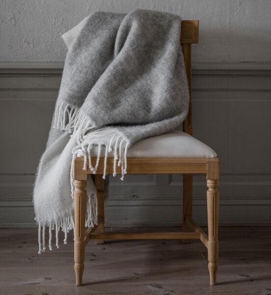 ERNST Pléd z vlněné směsi Fringe Light Grey - 130 x 170 cm EF501