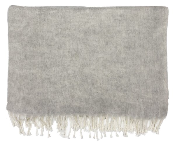 ERNST Pléd z vlněné směsi Fringe Light Grey - 130 x 170 cm EF501