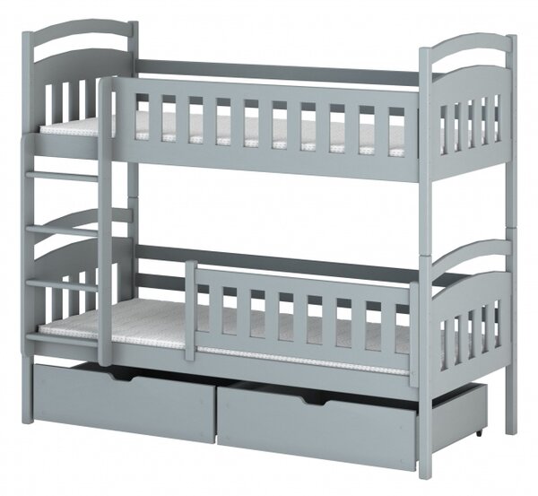 Dětská postel se šuplíky BIBI - 70x160, šedá