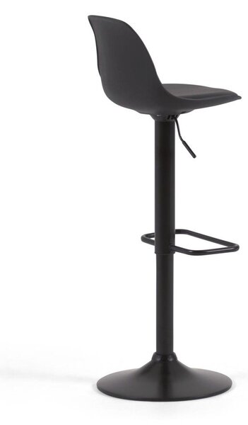 Matně černá barová židle s nastavitelnou výškou z imitace kůže (výška sedáku 60 cm) Orlando-T – Kave Home