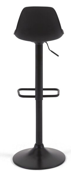 Matně černá barová židle s nastavitelnou výškou z imitace kůže (výška sedáku 60 cm) Orlando-T – Kave Home