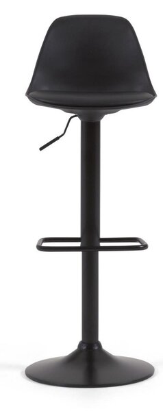 Matně černá barová židle s nastavitelnou výškou z imitace kůže (výška sedáku 60 cm) Orlando-T – Kave Home
