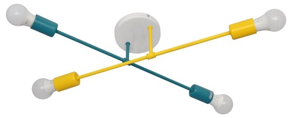 Přisazený lustr CAMBRIDGE 4xE27/20W/230V modrá/žlutá