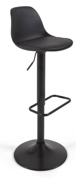 Matně černá barová židle s nastavitelnou výškou z imitace kůže (výška sedáku 60 cm) Orlando-T – Kave Home