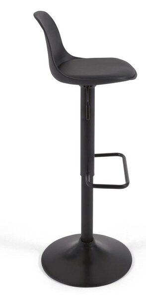 Matně černá barová židle s nastavitelnou výškou z imitace kůže (výška sedáku 60 cm) Orlando-T – Kave Home