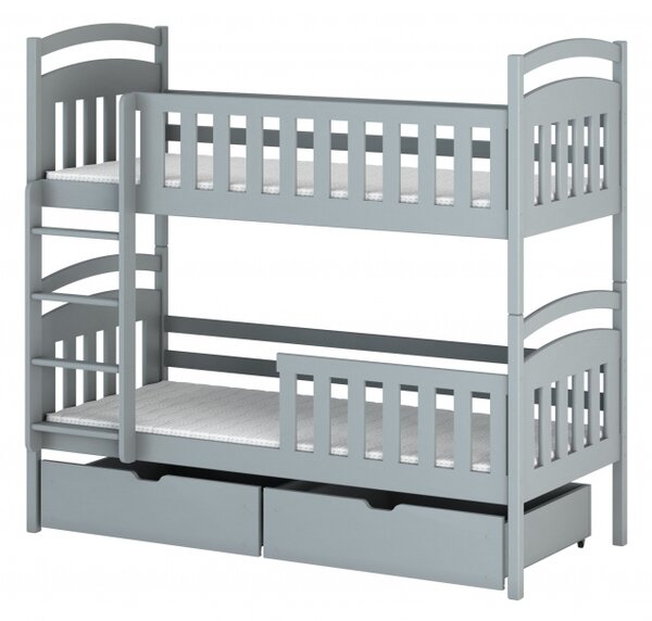 Patrová postel se šuplíky KARMEN - 90x190, šedá
