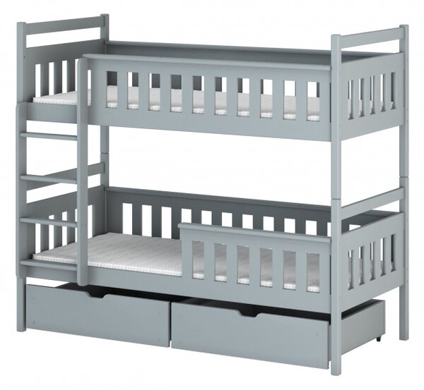 Dětská postel se šuplíky ANDREA - 90x200, šedá