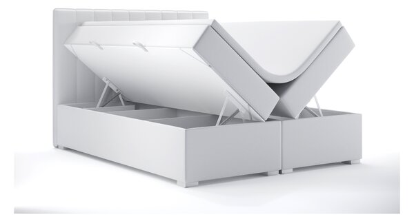 Boxspring postel 140 cm Ranaly (bílá ekokůže) (s úložným prostorem)