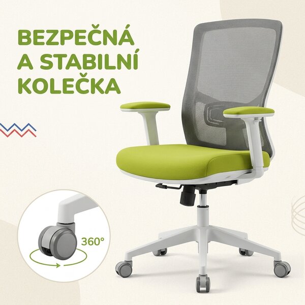 Dětská otočná židle s područkami, zeleno-šedá HY10252GN